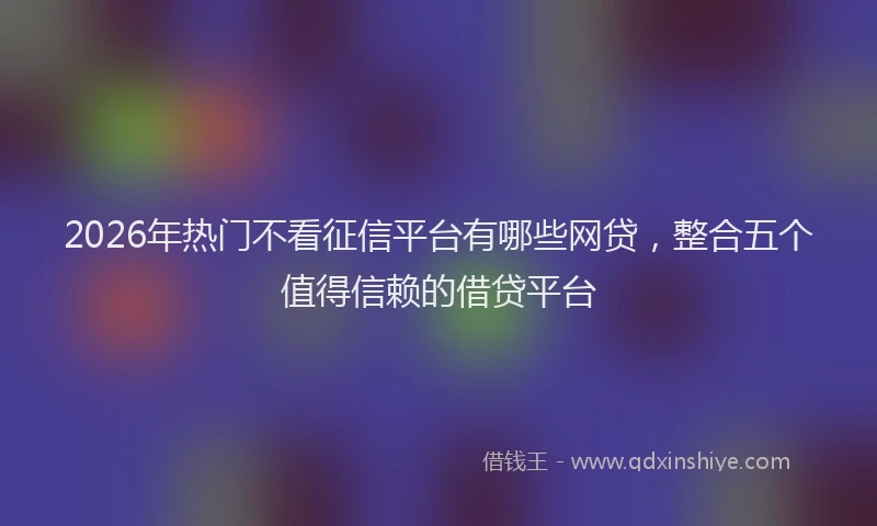 2026年热门不看征信平台有哪些网贷，整合五个值得信赖的借贷平台