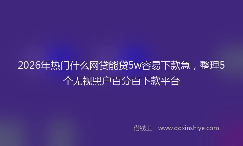 2026年热门什么网贷能贷5w容易下款急，整理5个无视黑户百分百下款平台