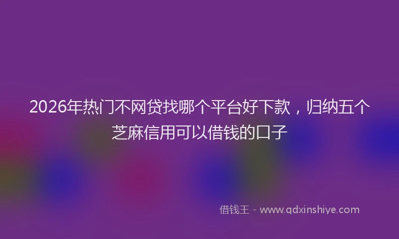 2026年热门不网贷找哪个平台好下款，归纳五个芝麻信用可以借钱的口子