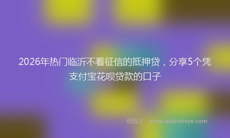 2026年热门临沂不看征信的抵押贷，分享5个凭支付宝花呗贷款的口子