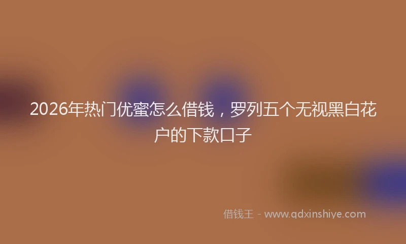 2026年热门优蜜怎么借钱，罗列五个无视黑白花户的下款口子