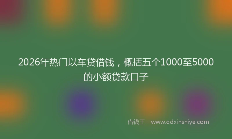 2026年热门以车贷借钱，概括五个1000至5000的小额贷款口子