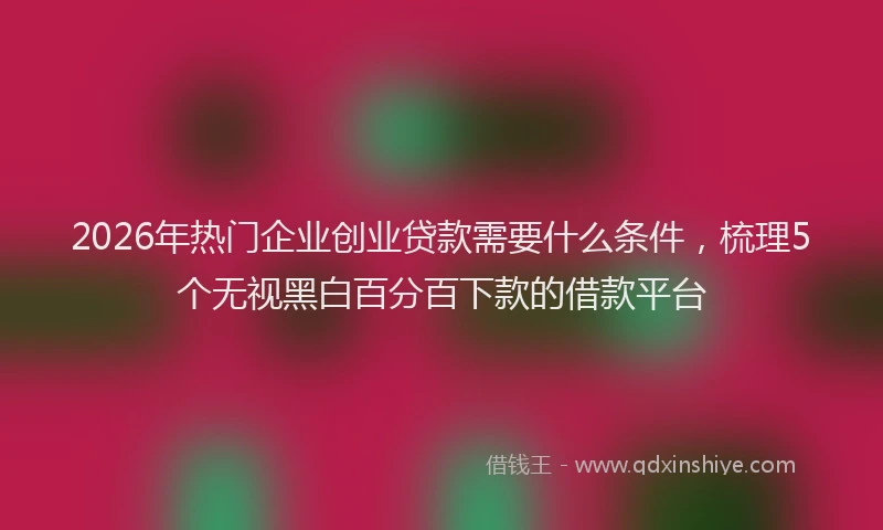 2026年热门企业创业贷款需要什么条件，梳理5个无视黑白百分百下款的借款平台