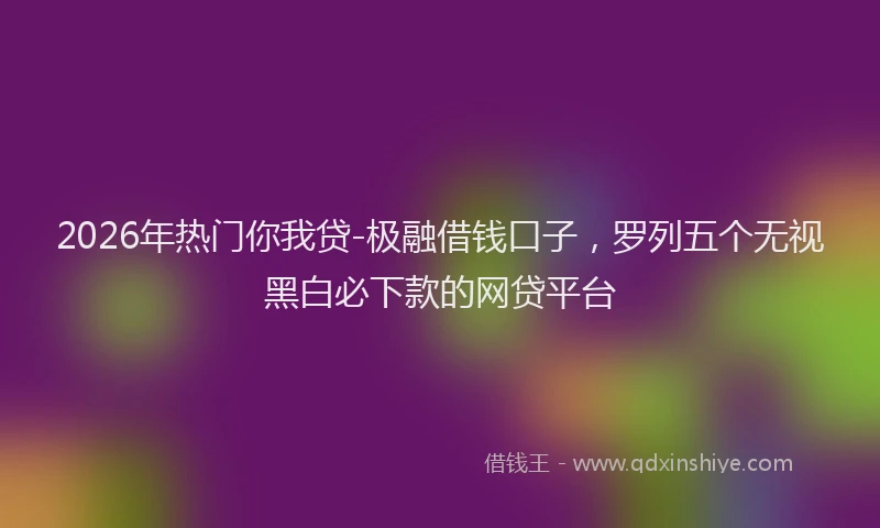 2026年热门你我贷-极融借钱口子，罗列五个无视黑白必下款的网贷平台