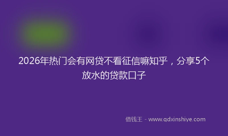 2026年热门会有网贷不看征信嘛知乎，分享5个放水的贷款口子