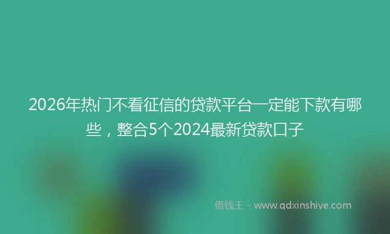 2026年热门不看征信的贷款平台一定能下款有哪些，整合5个2024最新贷款口子