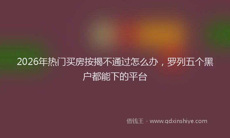 2026年热门买房按揭不通过怎么办，罗列五个黑户都能下的平台
