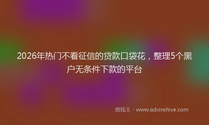 2026年热门不看征信的贷款口袋花，整理5个黑户无条件下款的平台