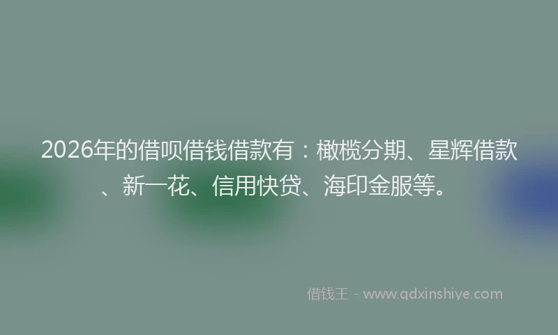 2026年的借呗借钱借款有：橄榄分期、星辉借款、新一花、信用快贷、海印金服等。