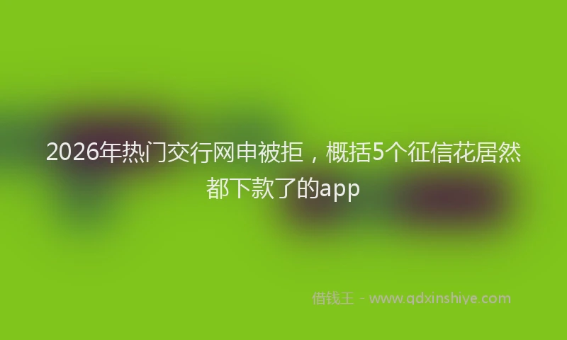 2026年热门交行网申被拒，概括5个征信花居然都下款了的app