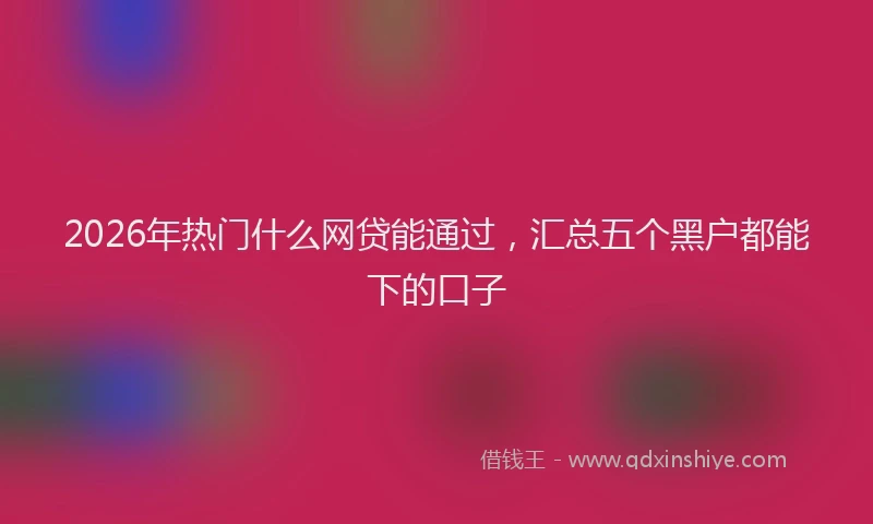 2026年热门什么网贷能通过，汇总五个黑户都能下的口子