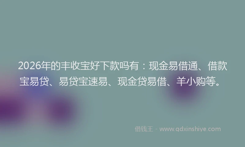 2026年的丰收宝好下款吗有：现金易借通、借款宝易贷、易贷宝速易、现金贷易借、羊小购等。