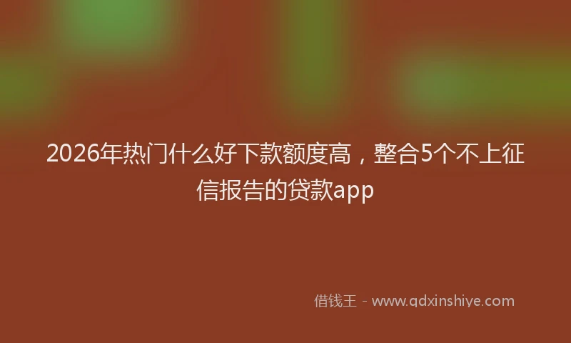 2026年热门什么好下款额度高，整合5个不上征信报告的贷款app