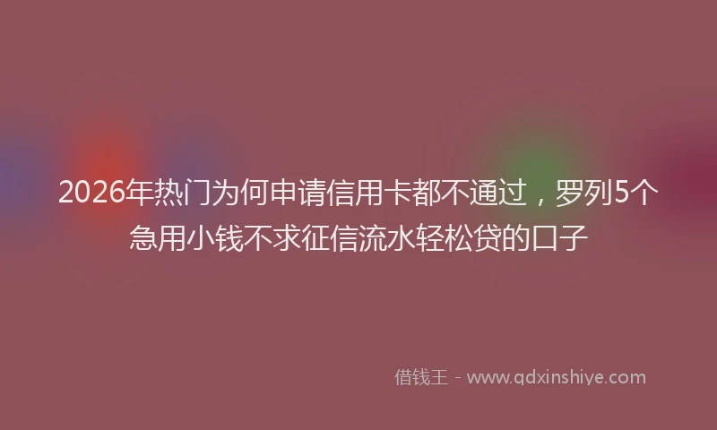 2026年热门为何申请信用卡都不通过，罗列5个急用小钱不求征信流水轻松贷的口子