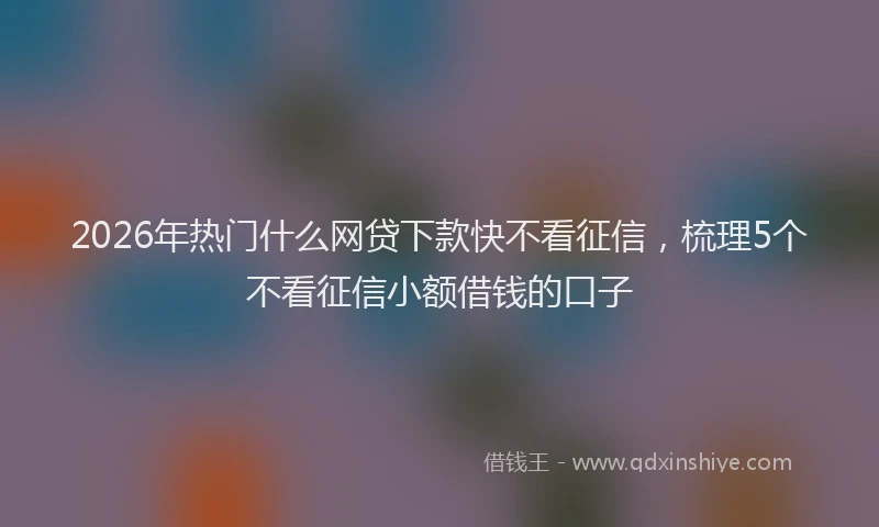 2026年热门什么网贷下款快不看征信，梳理5个不看征信小额借钱的口子