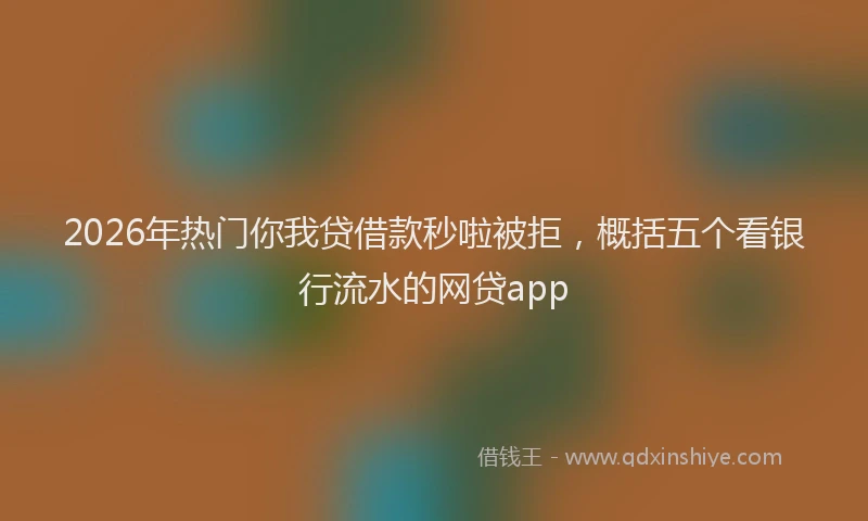 2026年热门你我贷借款秒啦被拒，概括五个看银行流水的网贷app