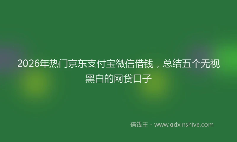 2026年热门京东支付宝微信借钱，总结五个无视黑白的网贷口子