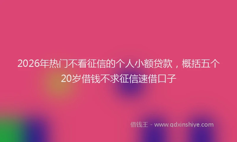 2026年热门不看征信的个人小额贷款，概括五个20岁借钱不求征信速借口子