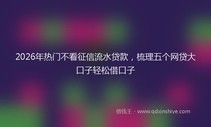 2026年热门不看征信流水贷款，梳理五个网贷大口子轻松借口子