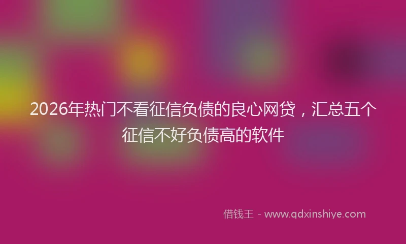 2026年热门不看征信负债的良心网贷，汇总五个征信不好负债高的软件