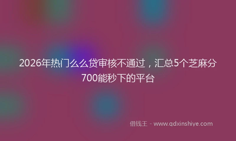 2026年热门么么贷审核不通过，汇总5个芝麻分700能秒下的平台