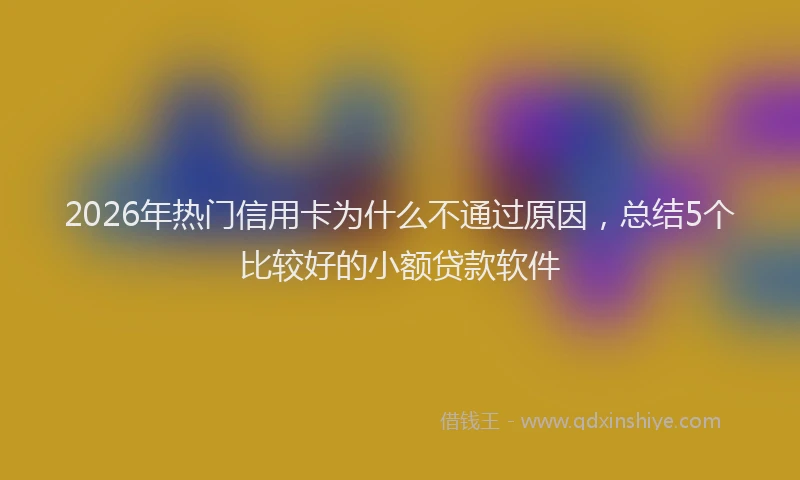 2026年热门信用卡为什么不通过原因，总结5个比较好的小额贷款软件