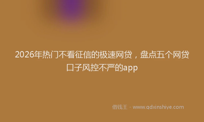2026年热门不看征信的极速网贷，盘点五个网贷口子风控不严的app