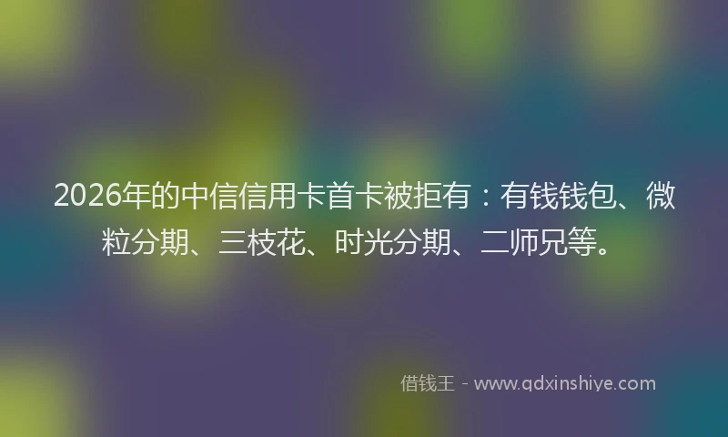 2026年的中信信用卡首卡被拒有：有钱钱包、微粒分期、三枝花、时光分期、二师兄等。