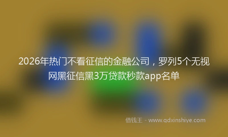 2026年热门不看征信的金融公司，罗列5个无视网黑征信黑3万贷款秒款app名单