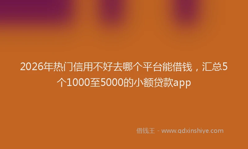 2026年热门信用不好去哪个平台能借钱，汇总5个1000至5000的小额贷款app