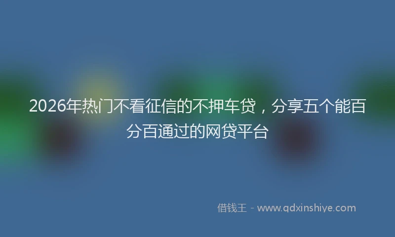 2026年热门不看征信的不押车贷，分享五个能百分百通过的网贷平台