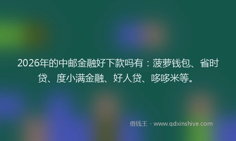 2026年的中邮金融好下款吗有：菠萝钱包、省时贷、度小满金融、好人贷、哆哆米等。