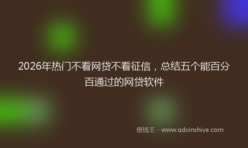2026年热门不看网贷不看征信，总结五个能百分百通过的网贷软件