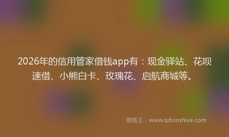 2026年的信用管家借钱app有：现金驿站、花呗速借、小熊白卡、玫瑰花、启航商城等。
