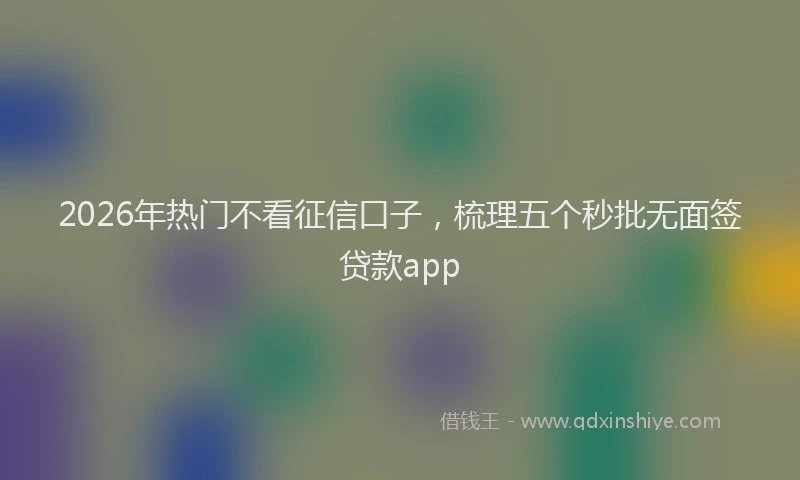 2026年热门不看征信口子，梳理五个秒批无面签贷款app