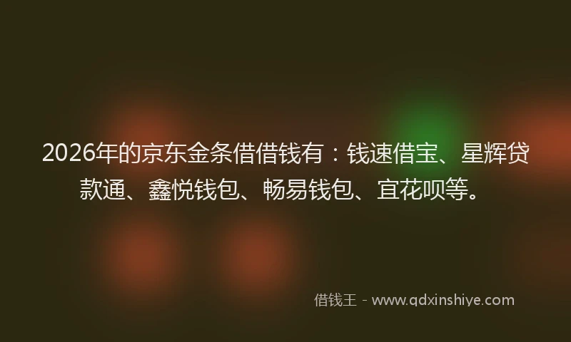 2026年的京东金条借借钱有：钱速借宝、星辉贷款通、鑫悦钱包、畅易钱包、宜花呗等。