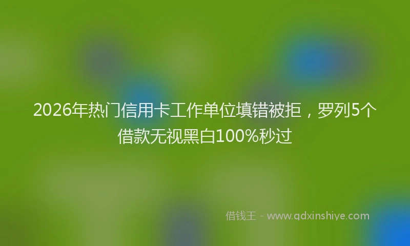 2026年热门信用卡工作单位填错被拒，罗列5个借款无视黑白100%秒过