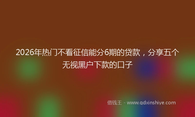 2026年热门不看征信能分6期的贷款，分享五个无视黑户下款的口子