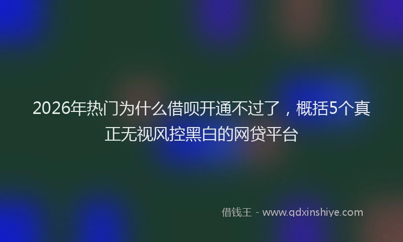 2026年热门为什么借呗开通不过了，概括5个真正无视风控黑白的网贷平台