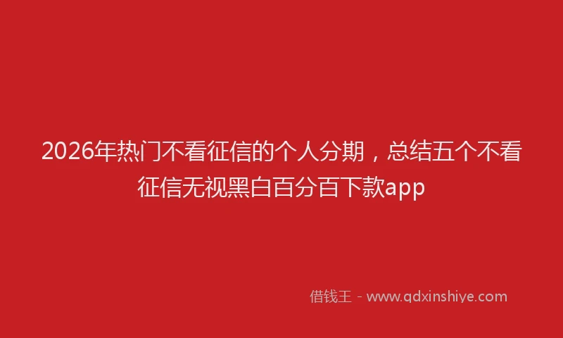 2026年热门不看征信的个人分期，总结五个不看征信无视黑白百分百下款app