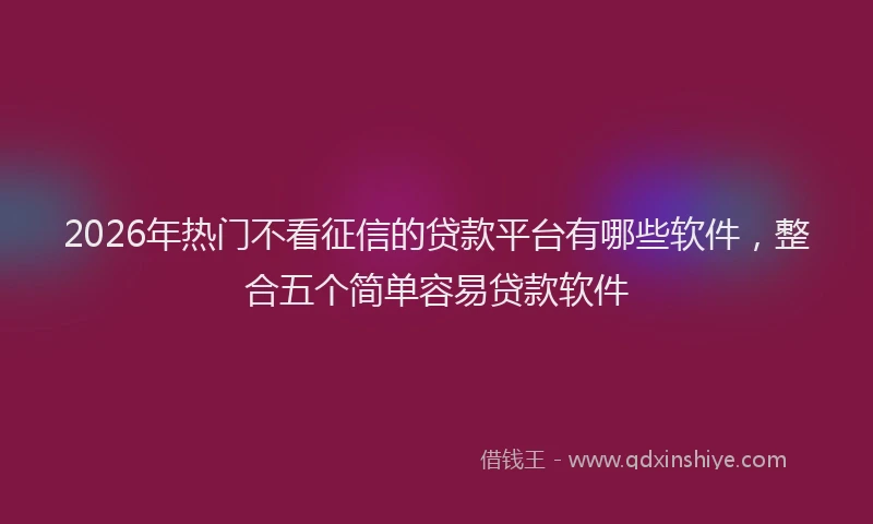 2026年热门不看征信的贷款平台有哪些软件，整合五个简单容易贷款软件