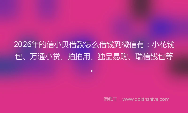 2026年的信小贝借款怎么借钱到微信有：小花钱包、万通小贷、拍拍用、独品易购、瑞信钱包等。