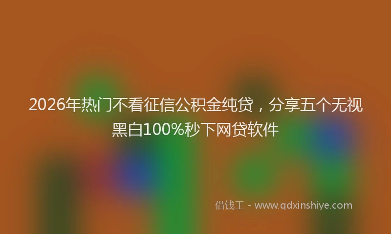2026年热门不看征信公积金纯贷，分享五个无视黑白100%秒下网贷软件
