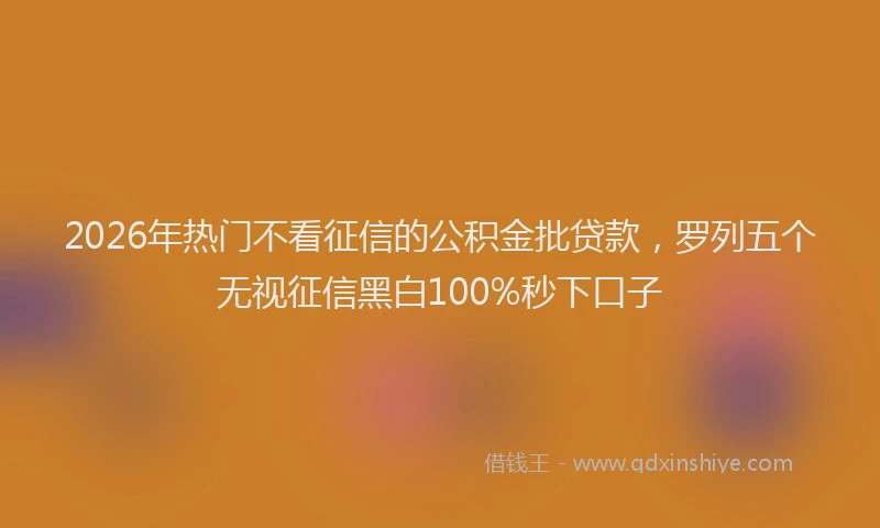 2026年热门不看征信的公积金批贷款，罗列五个无视征信黑白100%秒下口子