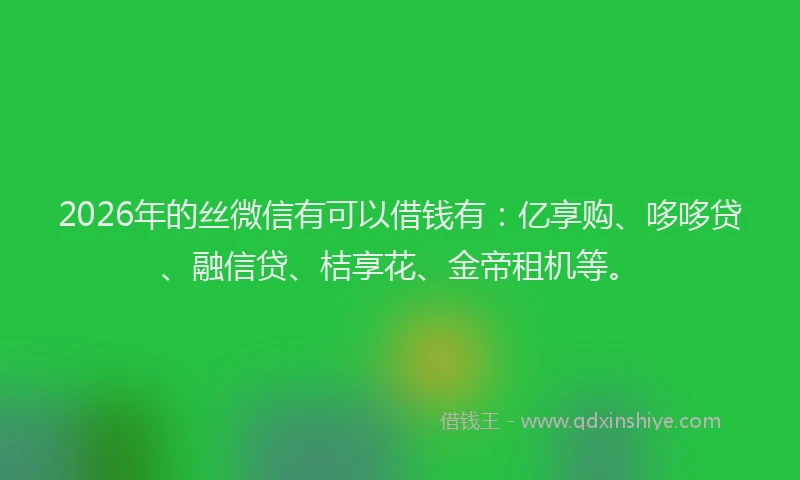 2026年的丝微信有可以借钱有：亿享购、哆哆贷、融信贷、桔享花、金帝租机等。