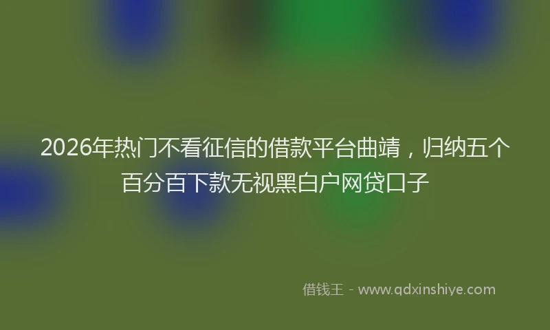 2026年热门不看征信的借款平台曲靖，归纳五个百分百下款无视黑白户网贷口子