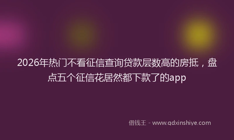 2026年热门不看征信查询贷款层数高的房抵，盘点五个征信花居然都下款了的app