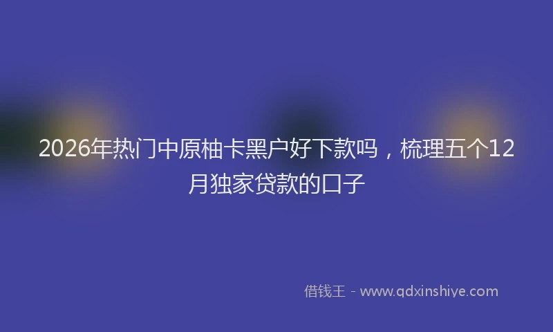2026年热门中原柚卡黑户好下款吗，梳理五个12月独家贷款的口子