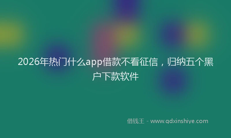 2026年热门什么app借款不看征信，归纳五个黑户下款软件