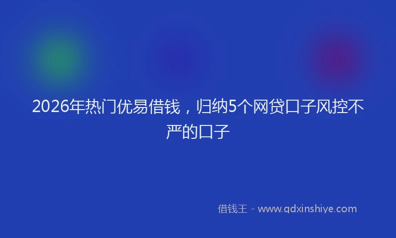 2026年热门优易借钱，归纳5个网贷口子风控不严的口子